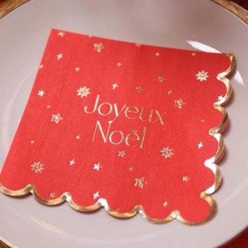 16 serviettes "Joyeux Noël" en papier - Noël - 33 x 33 cm - Collection Luxury Christmas