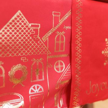 Chemin de table "Joyeux Noël" en velours - Noël - 28 cm x 3 m - Collection Luxury Christmas