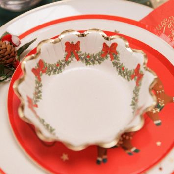 8 bols en carton - Noël - Diamètre 13,5 cm - Collection Conte de Noël