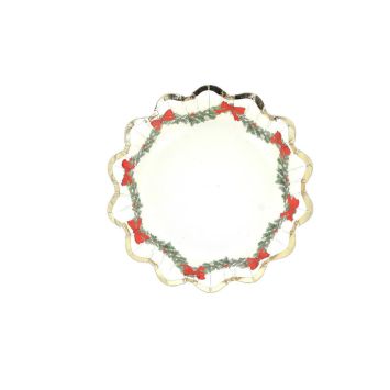 Bols de Noël enfantines Conte de Noël blanches rouges et or avec rubans et houx | jourdefete.com