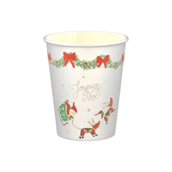 8 gobelets "Joyeux Noël" en carton - Noël - 255 ml - Collection Conte de Noël