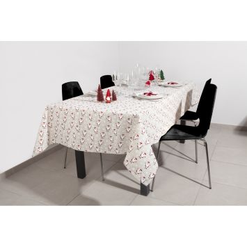 Nappe de Noël en toile avec impression de Père Noël - 140 x 240 cm