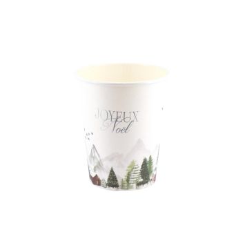 8 gobelets "Joyeux Noël" en carton - Noël - 255 ml - Collection Neige Éternelle