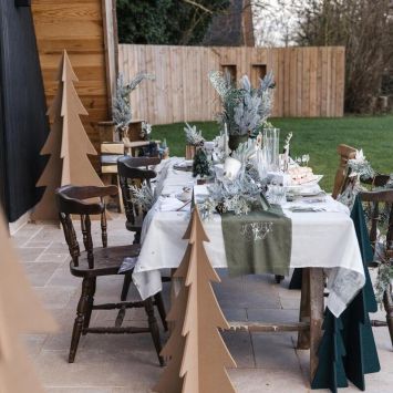 Chemin de table "Joyeux Noël" en tissu - Noël - 28 cm x 3 m - Collection Neige Éternelle