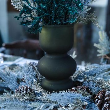 Vase de Noël en verre - Judith - 11 x 25 cm - Collection Neige Éternelle