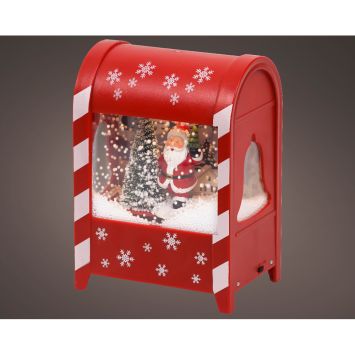 Boîte aux lettres de Noël à LED avec neige tombante en plastique - 9,5 x 13,5 x 19 cm
