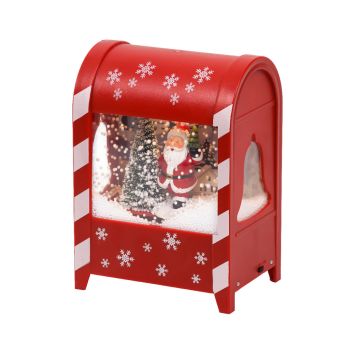 Boîte aux lettres de Noël LED avec neige tombante et Père Noël H19 cm | jourdefete.com