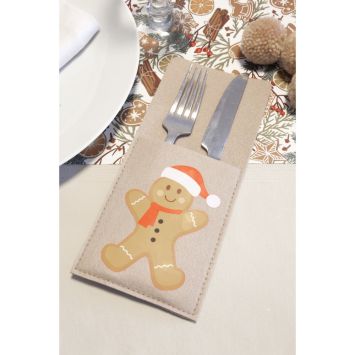 2 pochettes porte-couverts de Noël en feutrine
