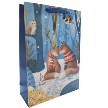 Sac cadeau de Noël en papier - Renard - Taille L