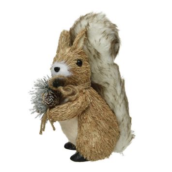 écureuil à poser avec branche de sapin de 27 cm | jourdefete.Com