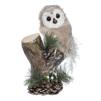 hibou sur branche décoration de noël 30 cm | jourdefete.com
