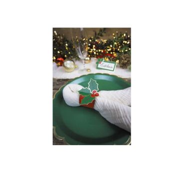 8 Ronds de serviettes - Collection Houx de Noël