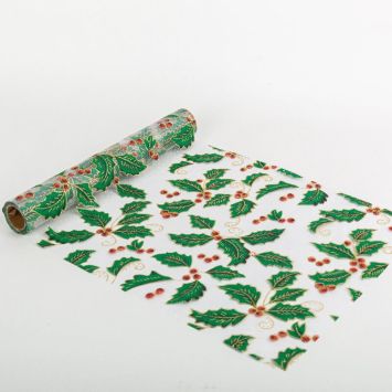 chemin de table organza houx et paillettes or de 3 m | jourdefete.com