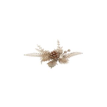décoration de feuillages et pomme de pin or et à paillettes | jourdefete.com
