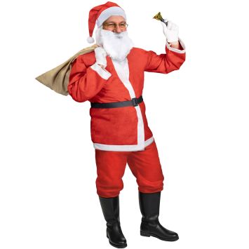 Homme déguisé en Père Noël avec costume rouge en feutrine | jourdefete.com