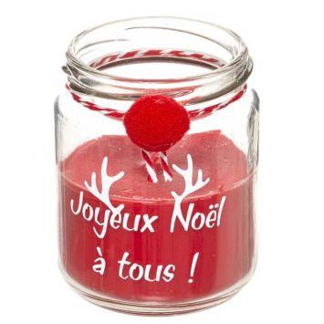 bougie de noël dans un pot avec pompon couleur aléatoire | jourdefete.com