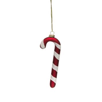 Suspension Canne à Sucre de Noël en verre - 13 cm