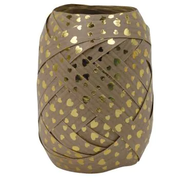 Œuf Bolduc Kraft avec cœurs - 5 mm x 20 m - Couleur au choix