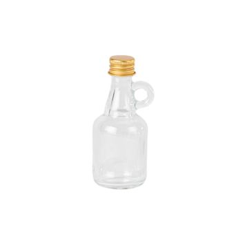Mignonnette en verre avec anse et bouchon en or - Oliva - 50 ml