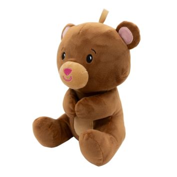 Poids ballon peluche ours brun avec museau beige et truffe rose | jourdefete.com