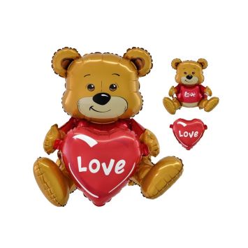 Ballon ourson 3D avec cœur rouge “Love” pour Saint-Valentin ou anniversaire | jourdefete.com