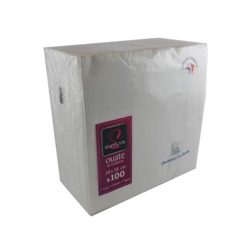 100 Serviettes Ouate de Cellulose Blanc