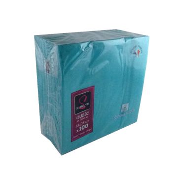 100 Serviettes Ouate de Cellulose Bleu Turquoise