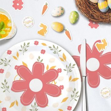 Pack de 10 serviettes - Joyeuses Pâques - Motifs de fleur rouge