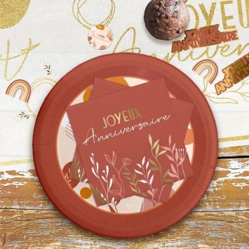 Pack de 10 serviettes - Joyeux Anniversaire - Collection Terracotta