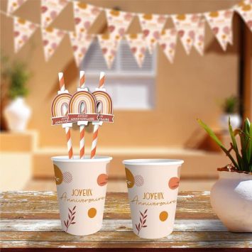 Pack de 6 gobelets - Joyeux Anniversaire - Collection Terracotta