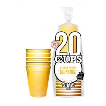 Pack de 20 Gobelets "Beer Pong" - Or