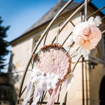 12 Grosses Perles en Bois - Paillettes Rose Gold