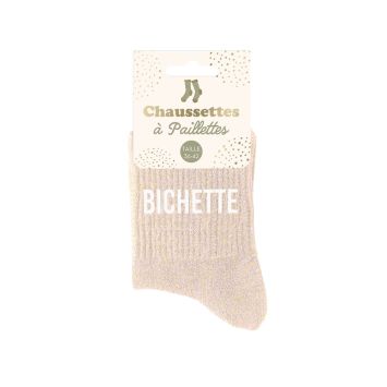 Chaussettes à paillettes "Bichette" en taille 36-42 | jourdefete.com