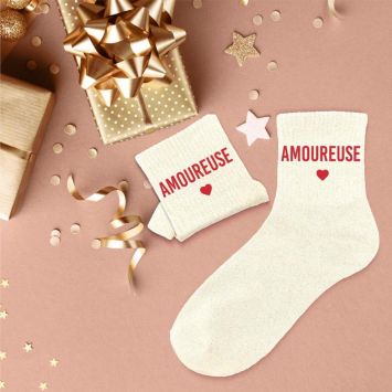 Paire de chaussettes à paillettes pour femme - Amoureuse - Collection Famille d'Amour