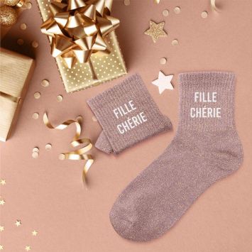 Paire de chaussettes à paillettes pour femme - Fille Chérie - Collection Famille d'Amour