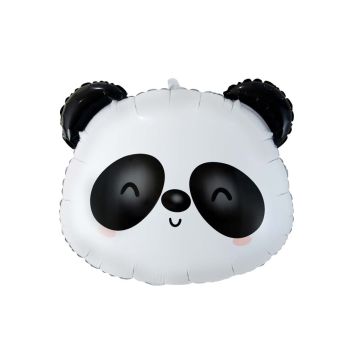 Ballon panda kawaii noir et blanc en forme de tête souriante | jourdefete.com