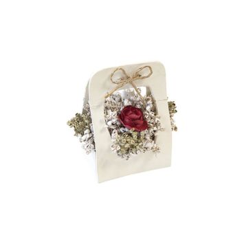 Panier avec graminées et bouton de rose - 8,7 x 7 x 5 cm - Couleur au choix