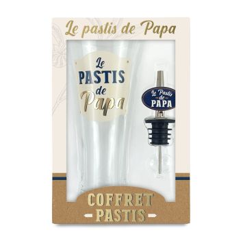 Coffret pastis avec verre et doseur Le Pastis de Papa | jourdefete.com
