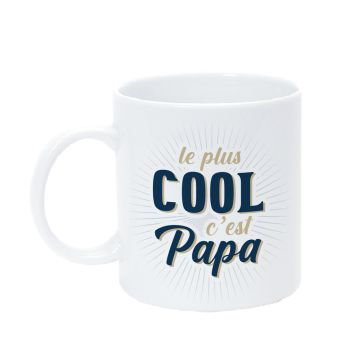 Mug Le plus cool c’est Papa en céramique blanche avec message stylisé | jourdefete.com