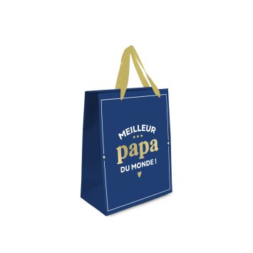 Pochette cadeau "Meilleur Papa du monde" - Modèle Moyen - Collection Super Papa