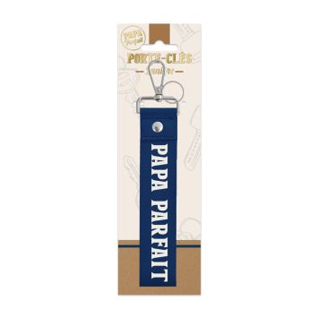 Porte-clés lanière bleu marine avec inscription Papa Parfait pour fête des pères | jourdefete.com