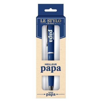 Stylo bleu nuit avec inscription Meilleur Papa dans son étui cadeau pour la fête des pères | jourdefete.com