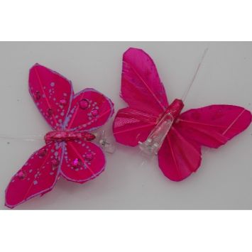 Sachet de 4 Papillons sur Pince avec Strass 8 Cm