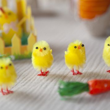 12 poussins en chenille - 3,5 x 2 cm - Pâques