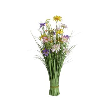 Bouquet d'herbe avec fleurs colorées en polyester - 70 cm - Pâques