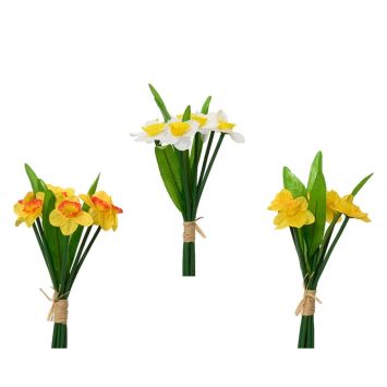 Bouquet de jonquilles sur tige en polyester - 25 cm - Pâques - Couleur Aléatoire
