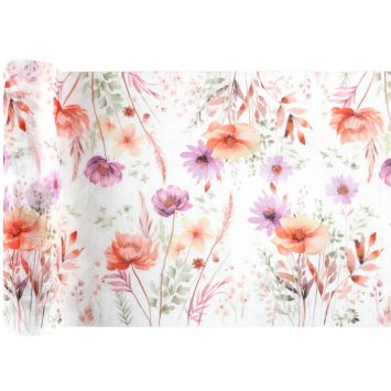 Chemin de table Lapinou avec motifs floraux printaniers | jourdefete.com