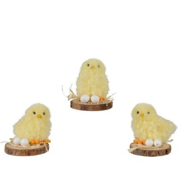 Poussin décoratif avec œufs sur support bois, déco de Pâques champêtre | jourdefete.com