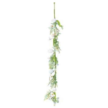 Guirlande d'œufs de Pâques avec fleurs et feuillage - 1,20 m - Pâques