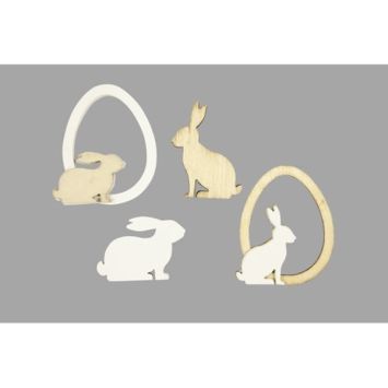 Lot décorations bois lapin et œuf pour table de Pâques | jourdefete.com